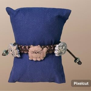 Cat Lovers’ Friendship Bracelet - chocolate brown and silver